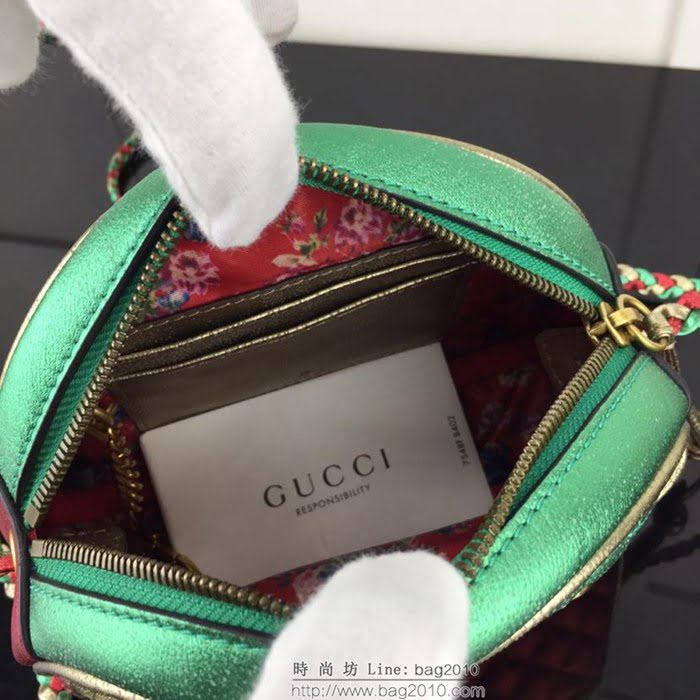 GUCCI古馳 新款 專櫃品質 原單 534951 紅綠金 拼色 菱形 鏈條 斜跨小包HY1424
